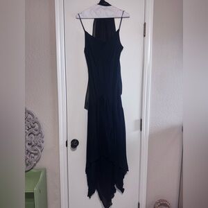 Lapis Black High Low Women's Dress